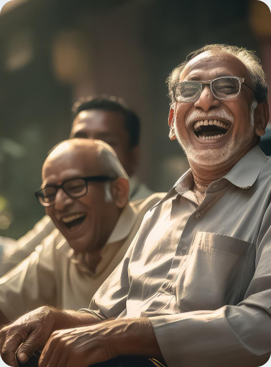 Smiling elderly men